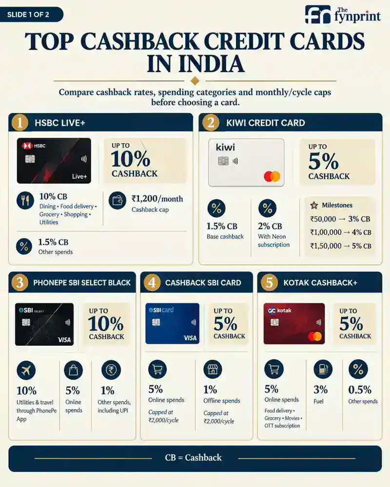 Top cashback credit cards in India